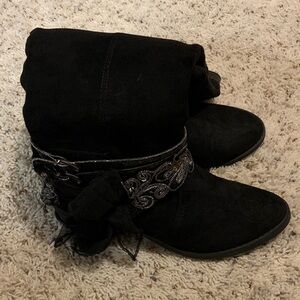 Not Rated Black Heeled Boots with Embellished Strap
